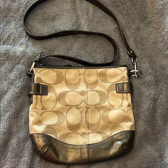 Coach Beige and Dark Brown Crossbody Bag - Picture 2 of 4